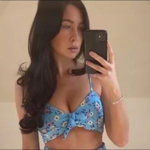 Zara print crop top sky blue NWT large